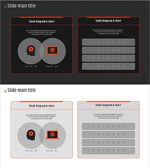 오렌지 육각형 템플릿 아이콘&텍스트박스 - 혁신적인 클러스터 디자인