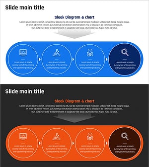 스타트업 비즈니스 아이디어 개발을 위한 선형 다이어그램 슬라이드