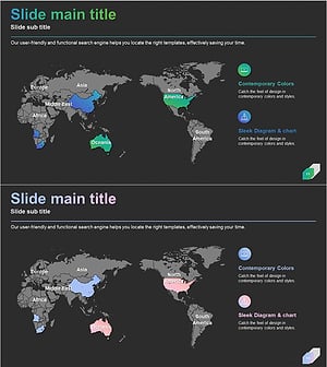 그라데이션 테마 글로벌 지역 지도