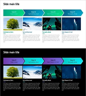 모던 디자인의 슬라이드 템플릿 – 세련된 비주얼과 차트