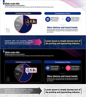 Curved Theme Purple Pie Chart for Business Strategy and Vision Presentation