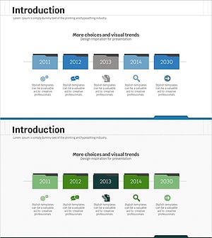 연혁 폴더 모양 다이어그램 - 회사 소개에 최적화