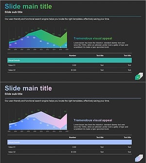 그라데이션 테마 영역형 다이어그램 – 시장 및 경쟁사 분석