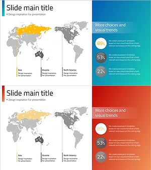 지리적 데이터 시각화를 위한 지도 슬라이드 - 현대적 디자인
