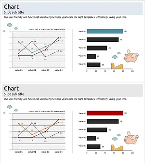 꺾은선 그래프와 가로막대 그래프를 활용한 시장 분석 템플릿