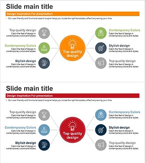 중심이 있는 확산 다이어그램으로 사업 영역 소개