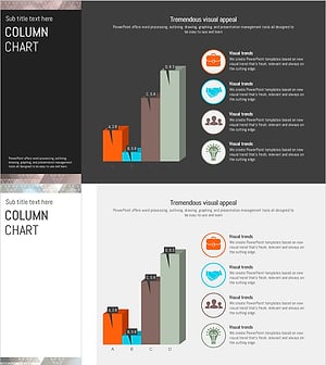 삼각패턴 칼럼차트 – 주요 성과를 시각화한 슬라이드