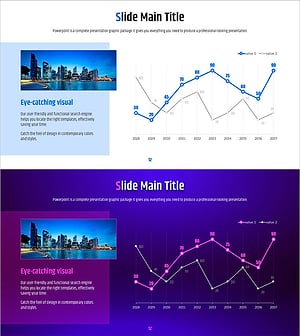 Geometric Pattern Wide PowerPoint Line Chart – Business Performance Analysis