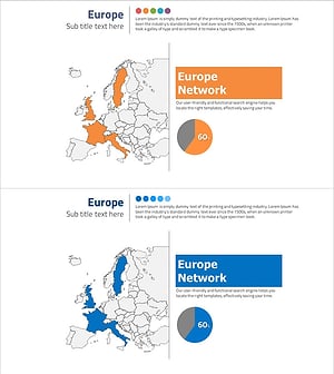 유럽 진출 국가 및 점유율 – 시장 분석용 파이형 슬라이드