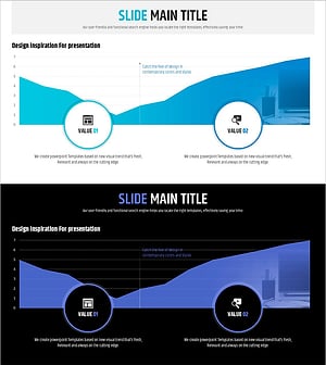 신문 와이드 파워포인트 템플릿 영역형 차트 – 시장 분석과 전략