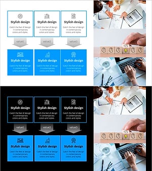 블루라인 와이드 템플릿 방향 다이어그램2 – 시각적 흐름과 효과적인 의사소통