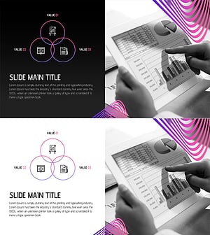환상 와이드 피피티 중첩 다이어그램 – 마케팅과 재무 전략의 통합