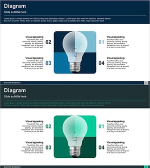 전구 사각 모양 다이어그램 – 사업 목표 및 마케팅 전략 시각화