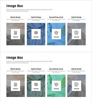 투자 사업 이미지 박스 다이어그램 – 마케팅 전략 및 프로그램 소개