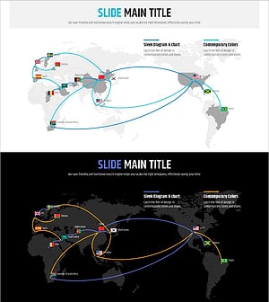 신문 와이드 파워포인트 템플릿 맵 - 글로벌 시장 동향 이끌기