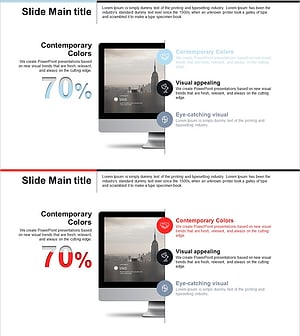 비즈니스 달성 목표를 시각화한 프레젠테이션 슬라이드 – 전략과 목표