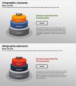 비즈니스 전략 3D 원기둥 다이어그램 - 사업 비전과 전략의 시각화