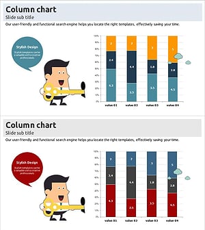 회사원 캐릭터를 활용한 시장 분석 그래프 – 세분형 디자인