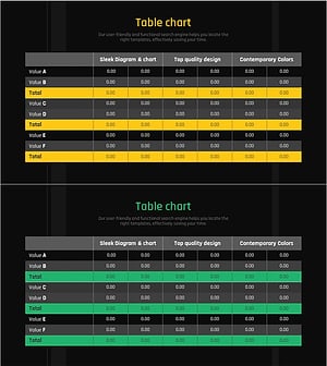 옐로우 그린 손익계산서 테이블표 – 효율적 재무 분석