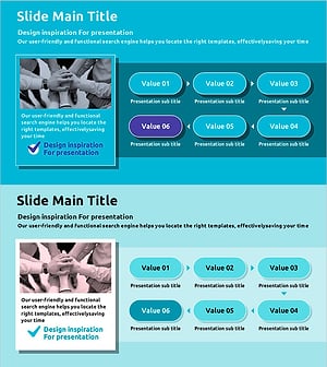 컬러 테마 템플릿 순서 다이어그램 – 사업 추진 전략에 적합