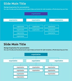 트리구조로 조직을 시각화하는 컬러 테마 PPT 템플릿