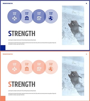 SWOT 분석을 활용한 Strength 분석 슬라이드
