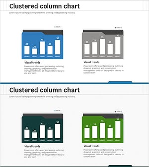 세로막대 그래프 & 폴더 다이어그램 – 시장과 경쟁사 분석