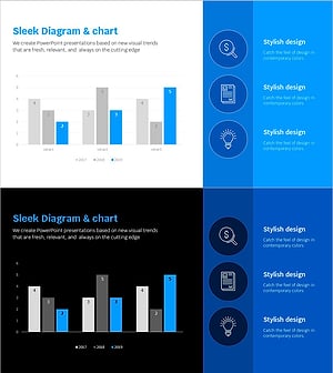 블루라인 와이드 템플릿 세로막대 차트 – 사업추진 전략으로 활용