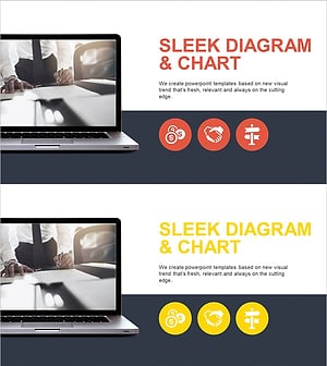 노트북 목업을 활용한 회사 개요 슬라이드