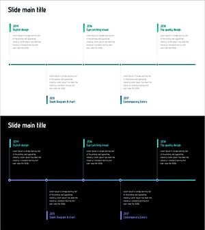 시간의 흐름을 시각화한 연대기 슬라이드 – 디자인의 진화