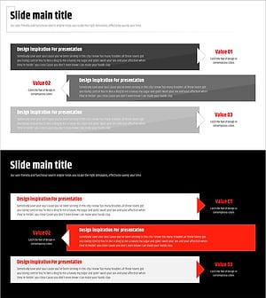 사각형 박스와 텍스트로 구성된 모던 와이드 PPT 템플릿