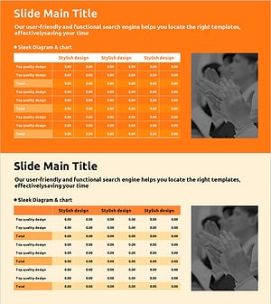컬러 테마 템플릿 테이블 – 재무 계획과 수익