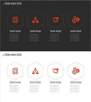 오렌지 육각형 다이어그램 템플릿 – 사업 소개를 돋보이게