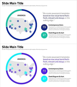 현대적 색상으로 미국을 시각화한 슬라이드