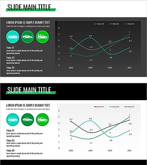 심플 자동차 와이드 프레젠테이션 꺾은선 그래프 – 시장 및 경쟁사 분석