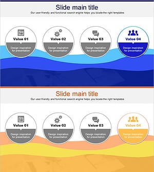 물결 테마 업무 목표 다이어그램 – 비즈니스 전략의 시각화