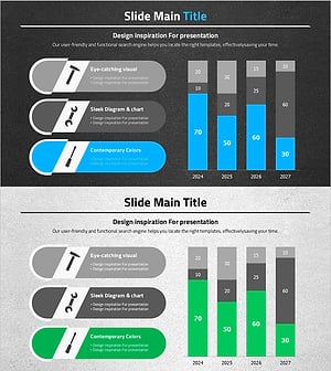 세분형 세로막대 그래프로 자동차 시장 동향 표현