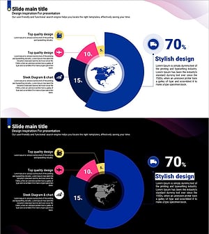 도넛형 그래프로 시장 분석을 한눈에 – 곡선 테마 보라색 템플릿