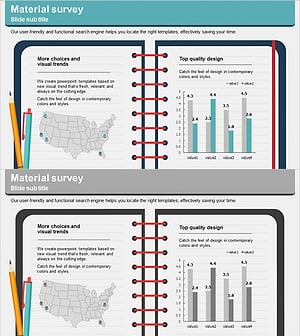 노트 일러스트 테마 미국지도 & 그래프 – 시장 분석과 전략 소개