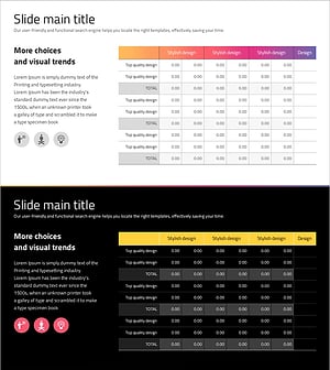 소셜 네트워크 와이드 템플릿 테이블 – 재무 계획과 성과