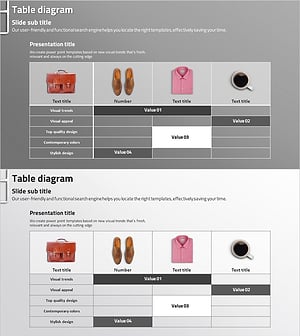 제품 구성내용 테이블 슬라이드 – 명확함과 실용성
