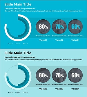 컬러 테마 템플릿 도넛차트 – 회사 성과 시각화