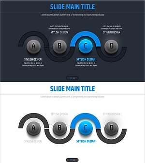 4색 인포그래픽 흐름 선형 다이어그램 – 사업 추진 전략을 시각화