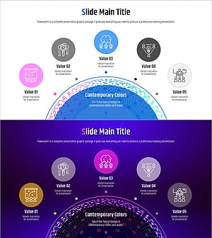 기하학 패턴 와이드 PPT 다이어그램 – 사업 비전과 목표
