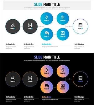 신문 와이드 파워포인트 템플릿 연혁 – 사업추진 전략을 시각화