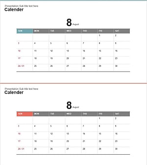 8월 달력 테이블 – 사업 관리와 운영 계획