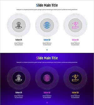 기하학 패턴을 활용한 사업 비전 및 목표 PPT 다이어그램