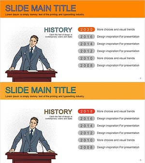 대표자 카툰 일러스트 연혁 다이어그램 – 연혁을 시각화하다