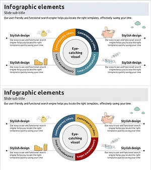 일러스트 테마 원형 다이어그램 – 사업영역 및 비전