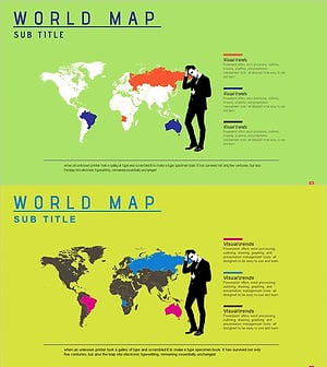 글로벌 국가별 목표를 시각화한 세계지도 슬라이드 – 마케팅 전략 공유